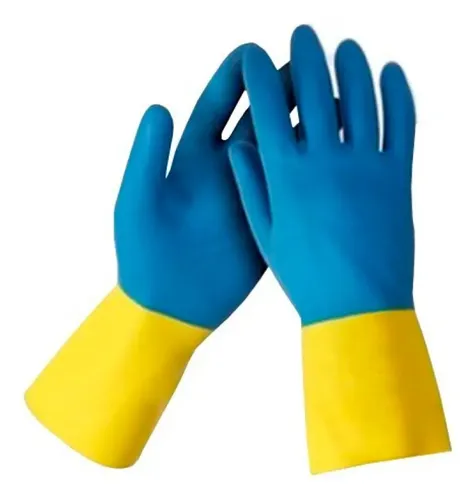 [29] Guantes de goma uso doméstico e industrial azules y amarillos Marca CRP talles del 7 1/2 al 10 y 1/2