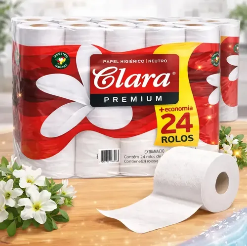 Papel higiénico doble hoja x24 rollos Marca CLARA (30mts C/U)