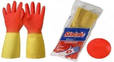Guantes de goma uso doméstico e industrial bicolor rojos y amarillos Marca SINTALC talle del 7 1/2 al 10 1/2 (7 1/2)